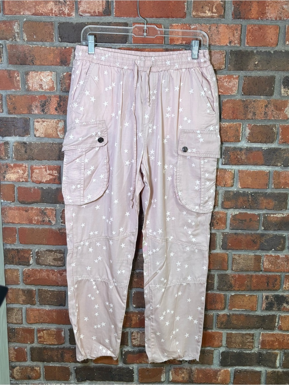 Vintage Havana womens star print cargo pants mauve pink L